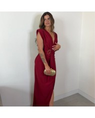 VESTIDO NUDO HEBILLA VINO