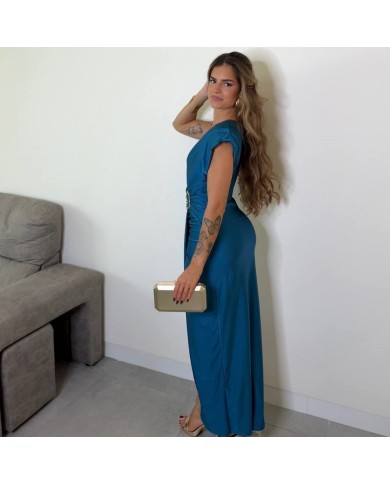 VESTIDO NUDO HEBILLA PETRÓLEO