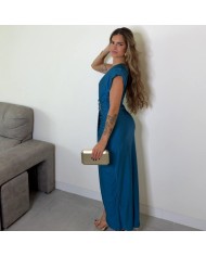 VESTIDO NUDO HEBILLA PETRÓLEO