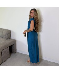 VESTIDO NUDO HEBILLA PETRÓLEO