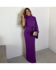 VESTIDO ASIMÉTRICO DRAPEADO MORADO
