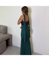 VESTIDO PALABRA DE HONOR LENTEJUELAS VERDE ESMERALDA