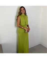 VESTIDO FRUNCIDO VERDE AGUACATE