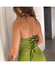 VESTIDO ESCOTE CORAZÓN VERDE AGUACATE