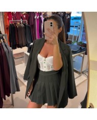 CORSET ENCAJE CINTA BLANCO
