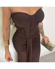 VESTIDO LUREX CORSET BRONCE