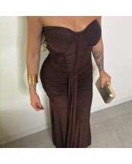 VESTIDO LUREX CORSET BRONCE