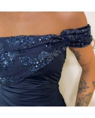 VESTIDO BELLA LENTEJUELAS MARINO