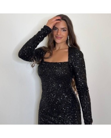 VESTIDO LENTEJUELAS NEGRO CORTO