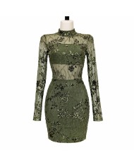 PREVENTA VESTIDO LENTEJUELAS BANDA OLIVA