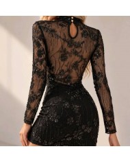 PREVENTA VESTIDO LENTEJUELAS BANDA NEGRO