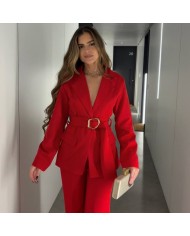 CONJUNTO TRAJE HEBILLA ROJO
