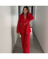 CONJUNTO TRAJE HEBILLA ROJO