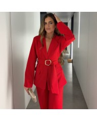 CONJUNTO TRAJE HEBILLA ROJO