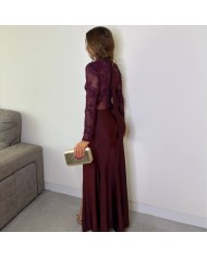 VESTIDO TRANSPARENCIAS TUL BURDEOS