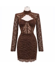 VESTIDO ENCAJE ABERTURA CHOCO