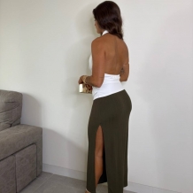 FALDA MIDI VERDE MILITAR