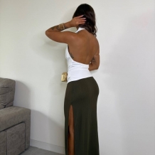 FALDA MIDI VERDE MILITAR
