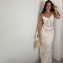 FALDA ENCAJE LARGA CREMA 2