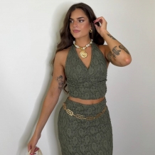 TOP ENCAJE VERDE MILITAR