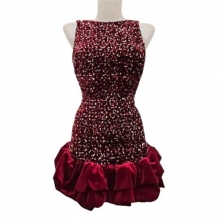 VESTIDO GLOBO LENTEJUELAS VINO 2