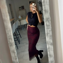 FALDA TUL ANIMAL PRINT VINO