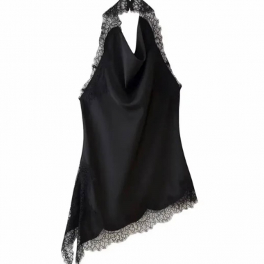 TOP HALTER LENCERO NEGRO