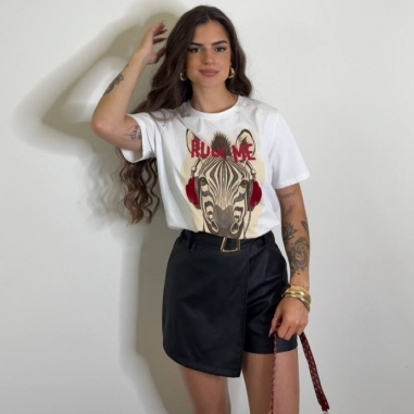 FALDA PANTALÓN EFECTO PIEL NEGRA