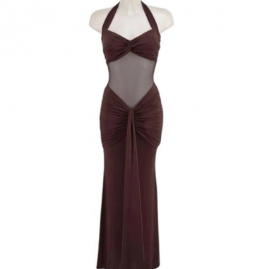 VESTIDO TRANSPARENCIAS CHOCO