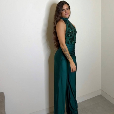 MONO LENTEJUELAS HALTER VERDE ESMERALDA