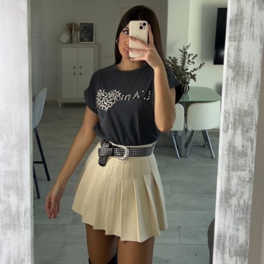 FALDA TABLAS BEIGE