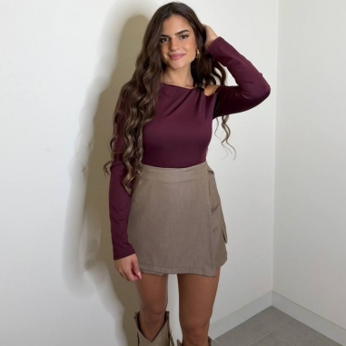 FALDA PANTALÓN HEBILLA TAUPÉ