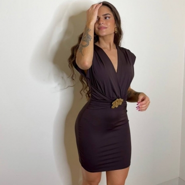 VESTIDO SELENE CORTO CHOCO