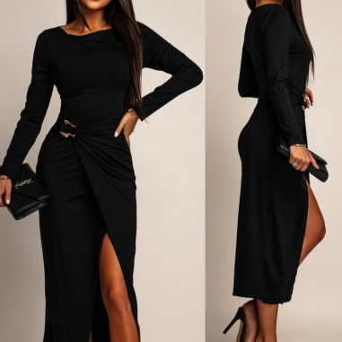 VESTIDO MIDI HEBILLA NEGRO