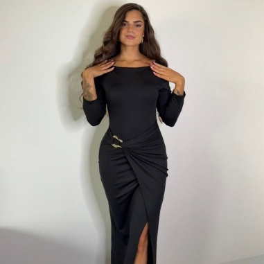 VESTIDO MIDI HEBILLA NEGRO