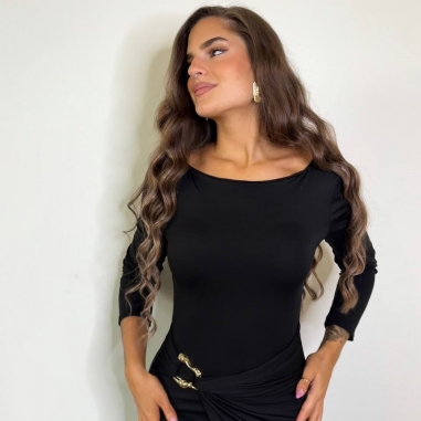 VESTIDO MIDI HEBILLA NEGRO