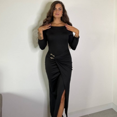 VESTIDO MIDI HEBILLA NEGRO
