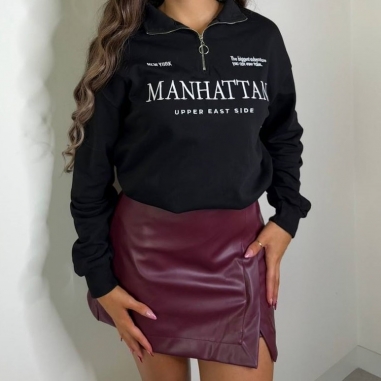 FALDA PANTALÓN EFECTO PIEL BURDEOS