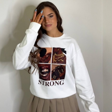 SUDADERA ESTAMPADA BLANCA