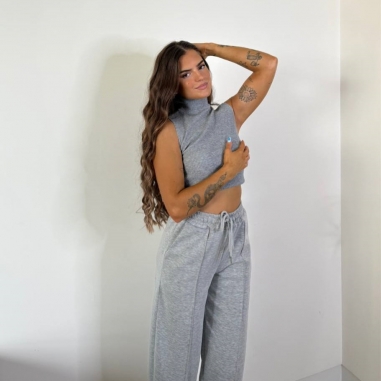 TOP PUNTO HALTER GRIS