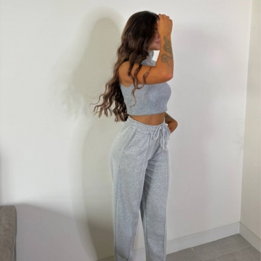 TOP PUNTO HALTER GRIS