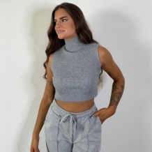 TOP PUNTO HALTER GRIS