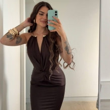 VESTIDO GARGANTILLA ARO CHOCO