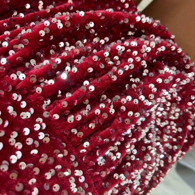 FALDA GLOBO LENTEJUELAS ROJA