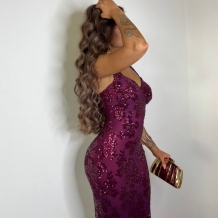 VESTIDO LENTEJUELAS CEREZA