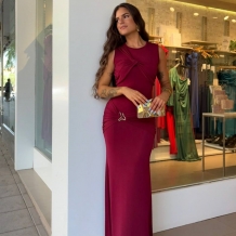 VESTIDO HEBILLA VINO