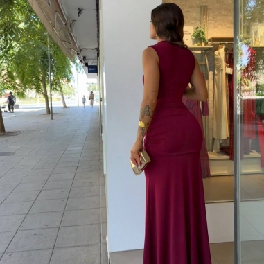 VESTIDO HEBILLA VINO
