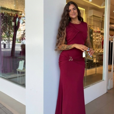 VESTIDO HEBILLA VINO