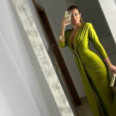 VESTIDO NUDO MANGA VERDE OLIVA