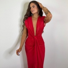 VESTIDO NUDO RELIEVE ROJO 2